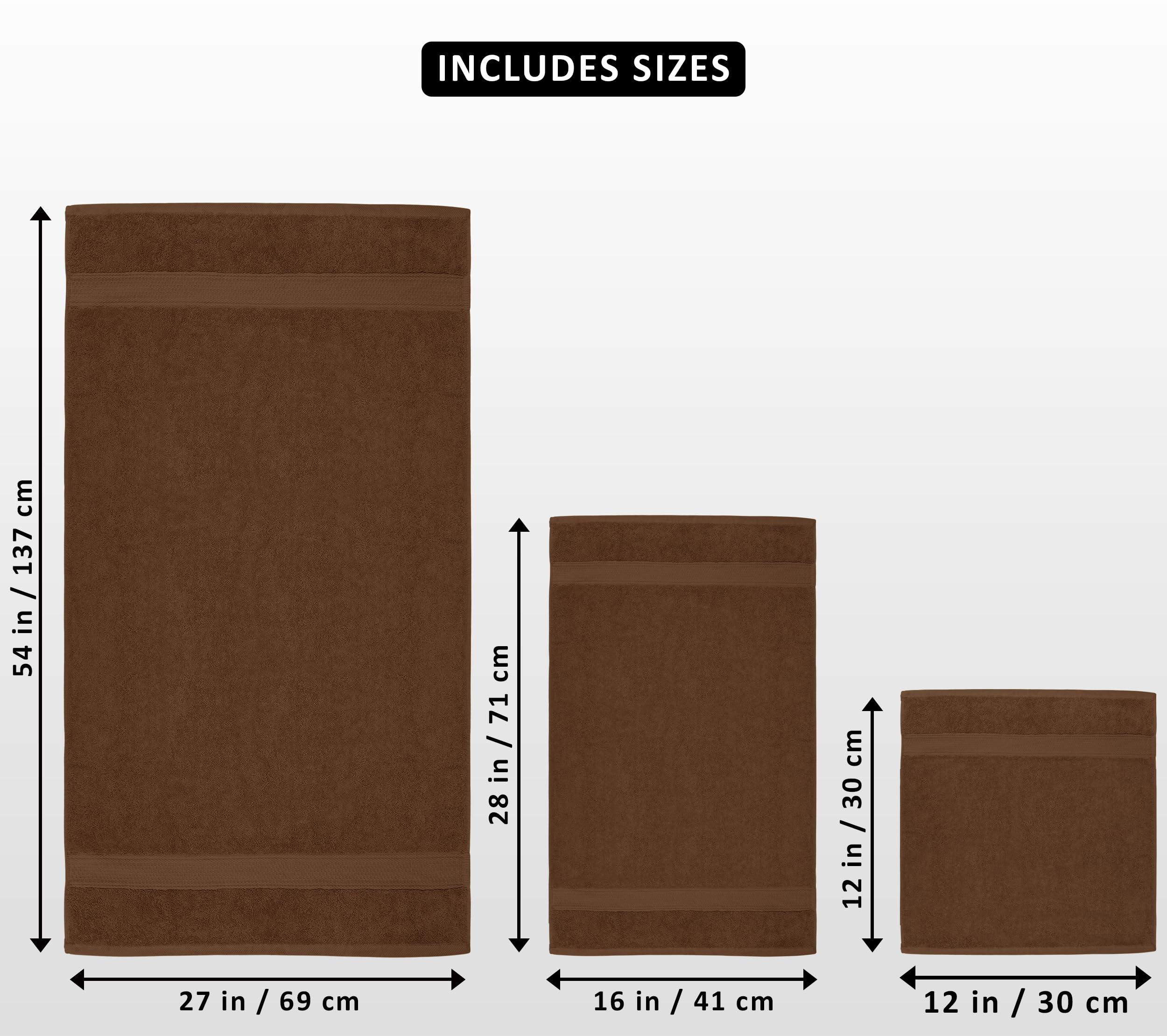 Utopia Towels 8 Piece Towel Set - 2 Bath Towels, 2 Hand Towels and 4 Washcloths Cotton Hotel Quality Super Soft and Highly Absorbent (Brown)