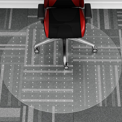 WASJOYE Office Chair Mat for Carpet, 90x90 cm Round Floor Protectors Mats, PVC Carpet Protector Mat with Non-Slip Studded