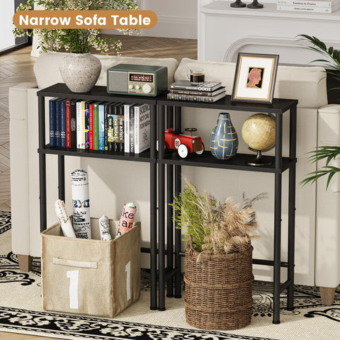 Asgolion Console Table, 2-Tier Slim Sofa Table, 40 x 20 x 80 cm