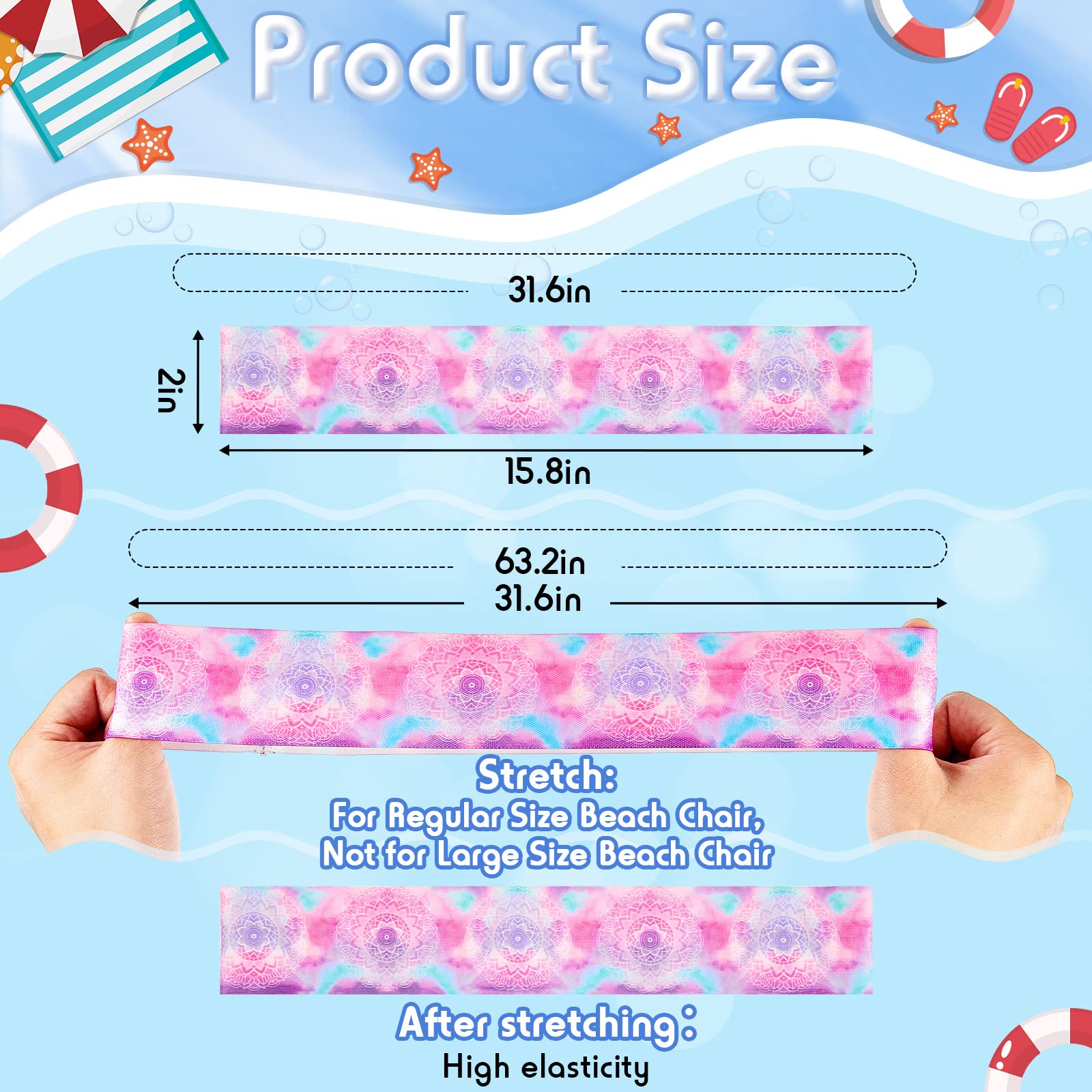 BOAO 8 Pack Towel Bands for Beach Chairs Clips Pool Lounge Cruise Chair Strap Holder Elastic Windproof Accessories Summer