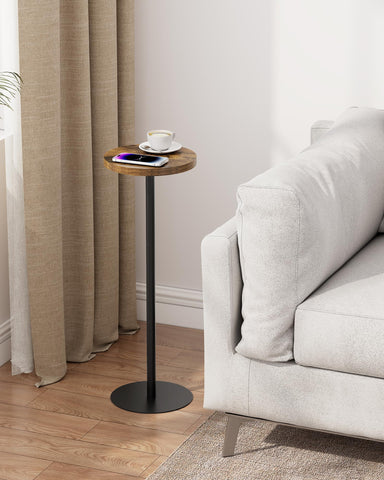 TUTOTAK Tall Round Side Table, Small End Table, Set of 2, Drink Table, Pedestal Side Table, livingroom, Brown V1TB01BB0652EU