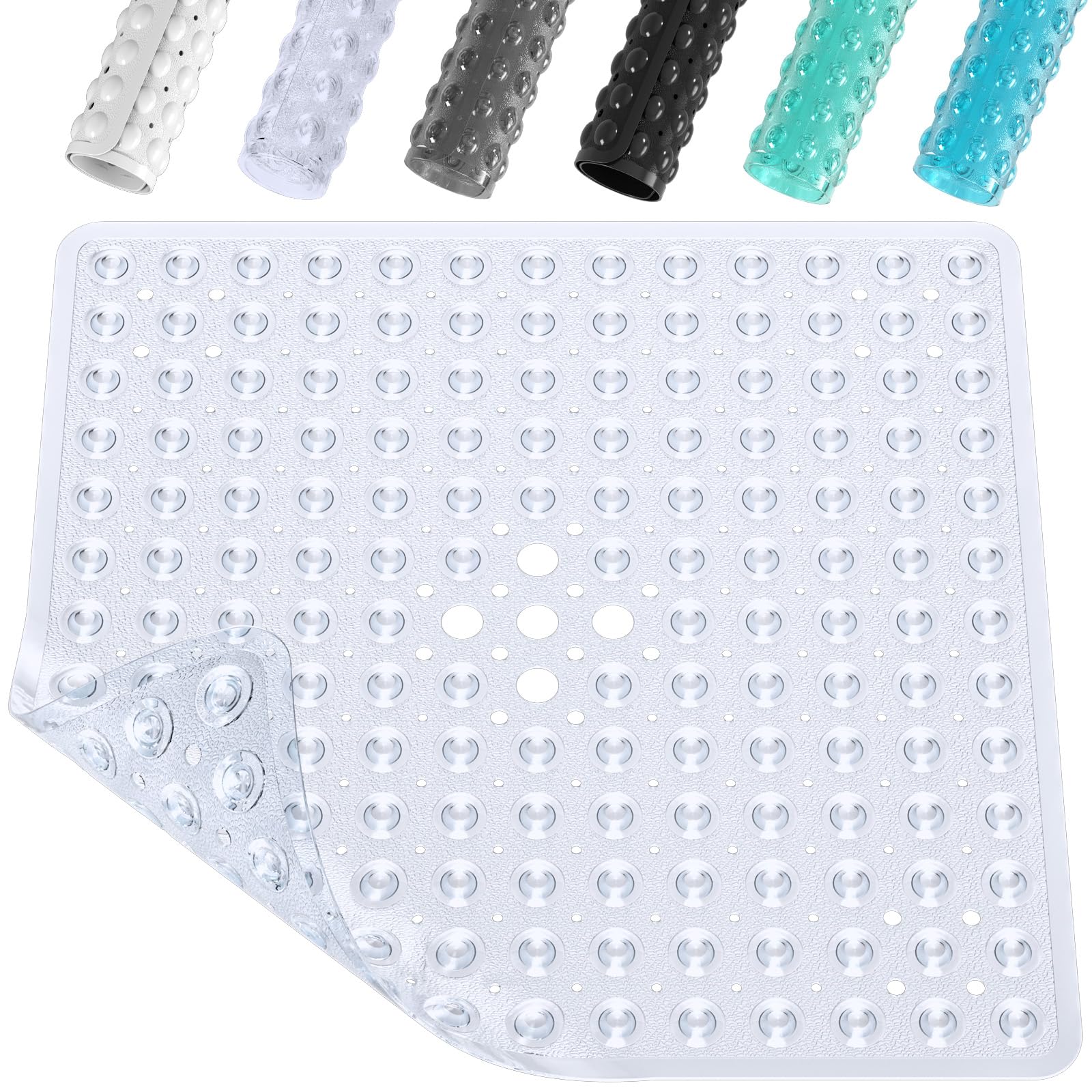 XIYUNTE Shower Mat Non Slip Anti Mould - 53 x 53cm Square Bath Mat Non Slip Shower Mats for Inside Shower