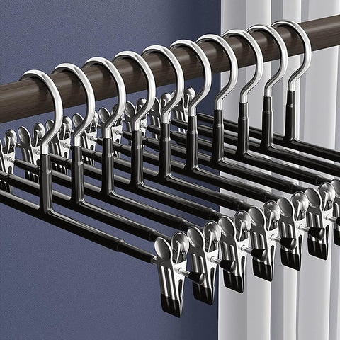 30 Pack Trouser Hanger, 30cm Pants Hangers Space Saving Skirt Hangers with Adjustable Clips,Heavy Duty Clothes Coat Garment Jeans Hangers