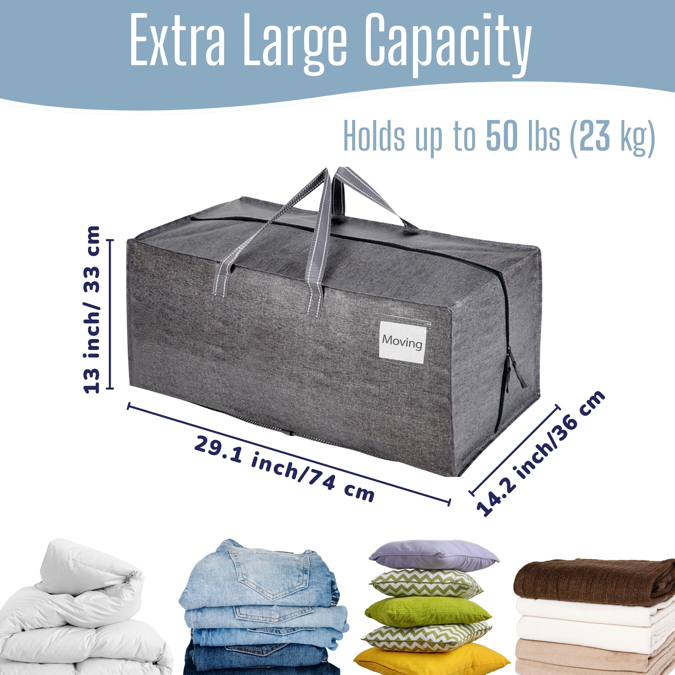 VENO 8 Pack Heavy-Duty Moving Bags Extra Large W/Backpack Straps, Moving House Essentials, Strong Handles & Zips, Clothes Storage, Packing