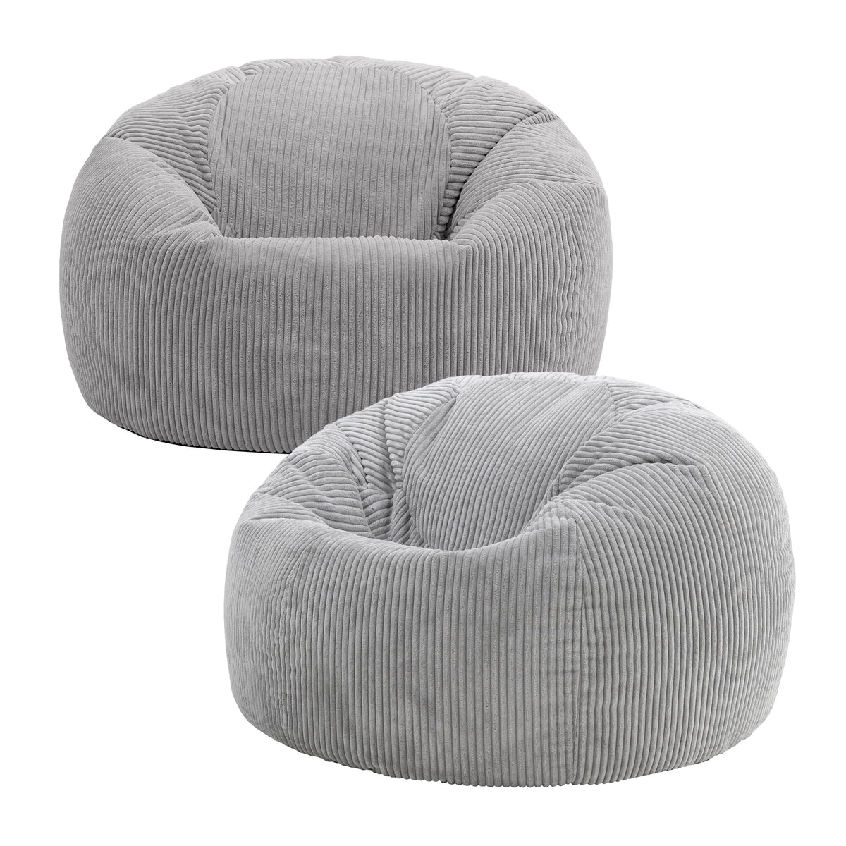icon Kingston Cord Bean Bag with Filling Included, Set of 2, Grey