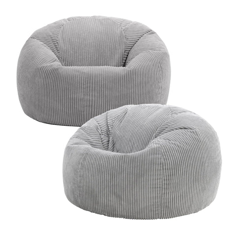 icon Kingston Cord Bean Bag with Filling Included, Set of 2, Grey