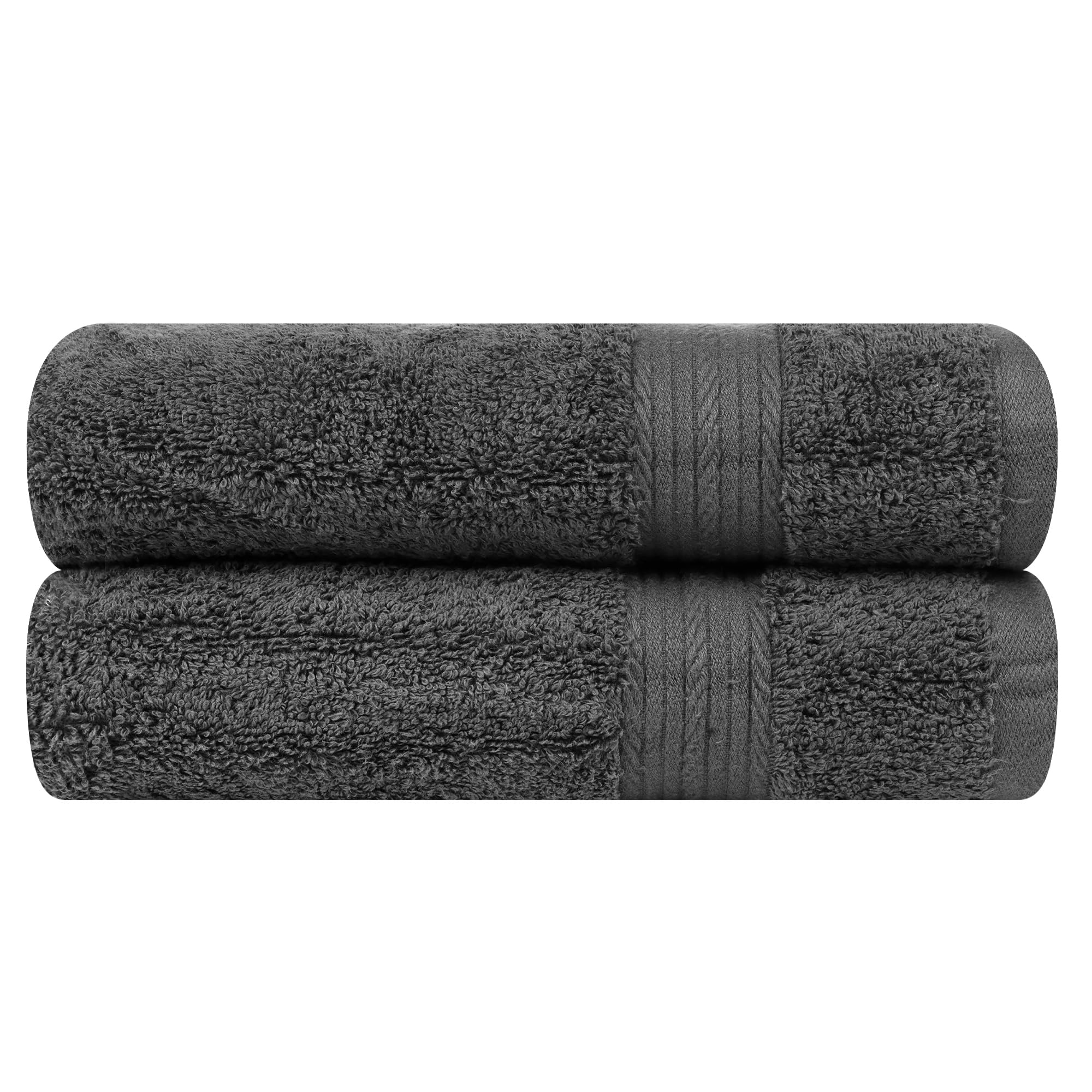 Ample Decor Hand Towel Set of 2 – 46 x 72 cm, 400 GSM, 100% Cotton – Quick-Drying, Super Absorbent – Ideal for Bathroom, Gym, Spa – Grey