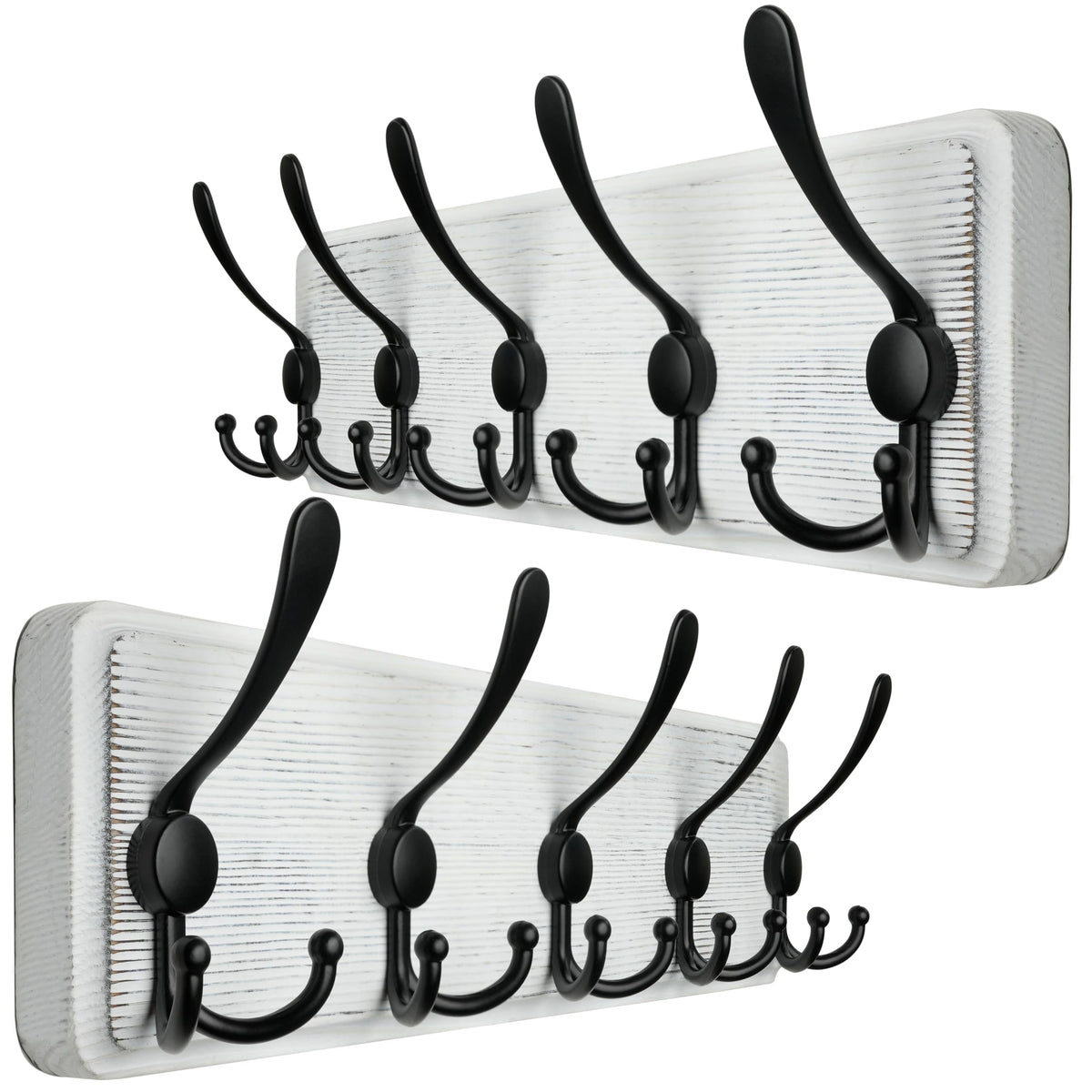WEBI Coat Rack Wall Mounted,Wood Coat Hooks Wall Mount,16" Hole to Hole,Coat Hanger Wall,Hook Rack Rail,5 Triple Hooks for Hanging