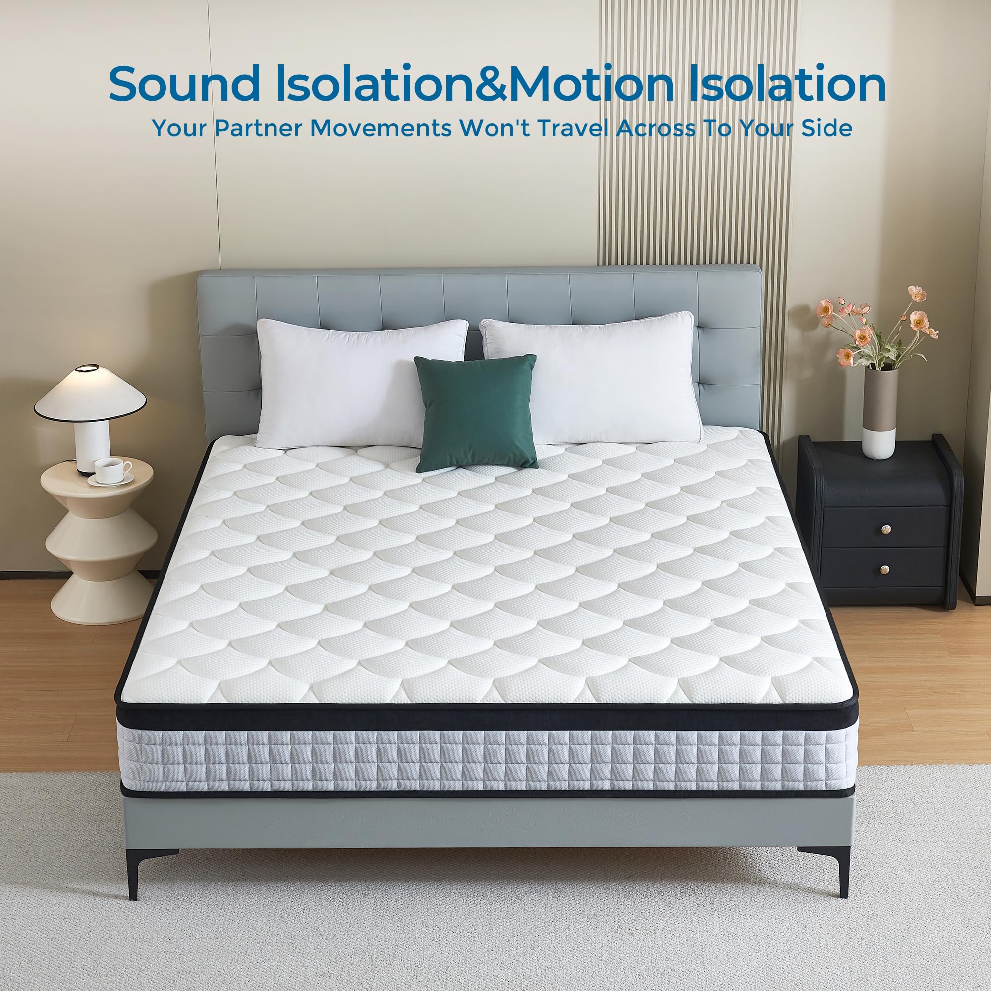 dosleeps King Size Mattress 5FT,9 Inch 9-Zone Orthopedic Mattress with Memory Foam & Pocket Springs and 3D Breathable Fabric- Motion Isolation