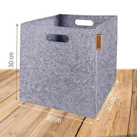 Miqio® Design Felt Storage Box Set of 4 | 30 x 30 x 30 cm | Organizer Folding Box | Storage Basket | Kallax Shelf Insert | Light Grey