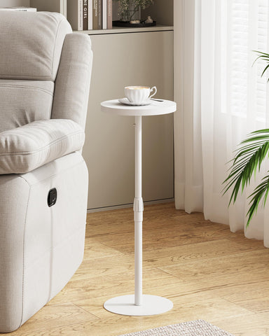 TUTOTAK Tall Round Side Table, Adjustable height, Small End Table, Set of 2, Drink Table, Pedestal Side Table, livingroom, White TB01BW0962EU