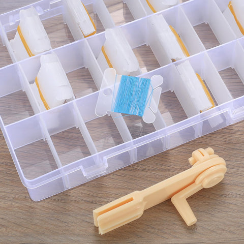HAOCHEN Embroidery Organizer Box Set, Plastic Embroidery Thread Storage, 106 Pcs Cross Stitch Organiser Box Set with Floss Bobbin Winder and Blank