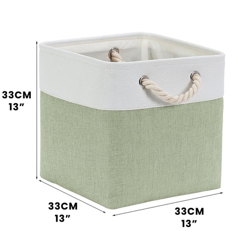 Mangata 33x33x33cm Cube Storage Boxes 3Pcs Green White Foldable Baskets