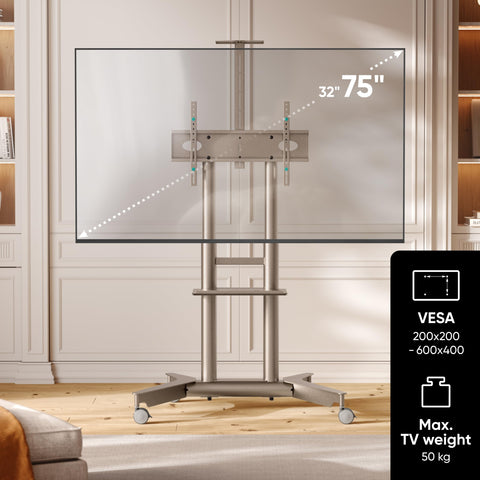 ONKRON Mobile TV Stand 32-75 Inch up to 50 kg, max VESA 600x400, TS1571-C
