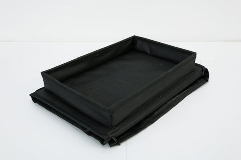 iN HOME Armrest Organiser with Table top for Snacks and Drinks - Sofa Arm Tray with Remote Control Holder - 6 Pocket Easy Access Storage for Books