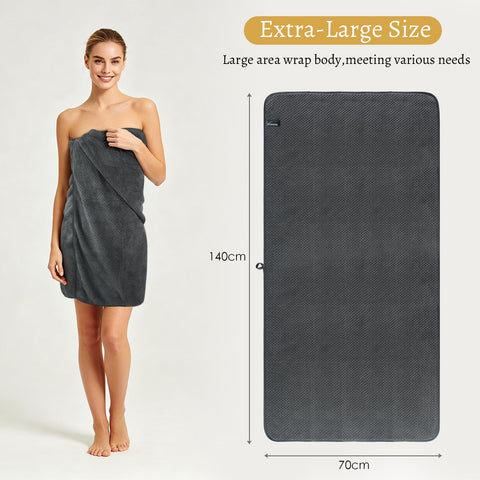 VIVOTE Microfibre Bath Towels Set Soft Bath Sheet 70x140cm Grey 2 Pieces