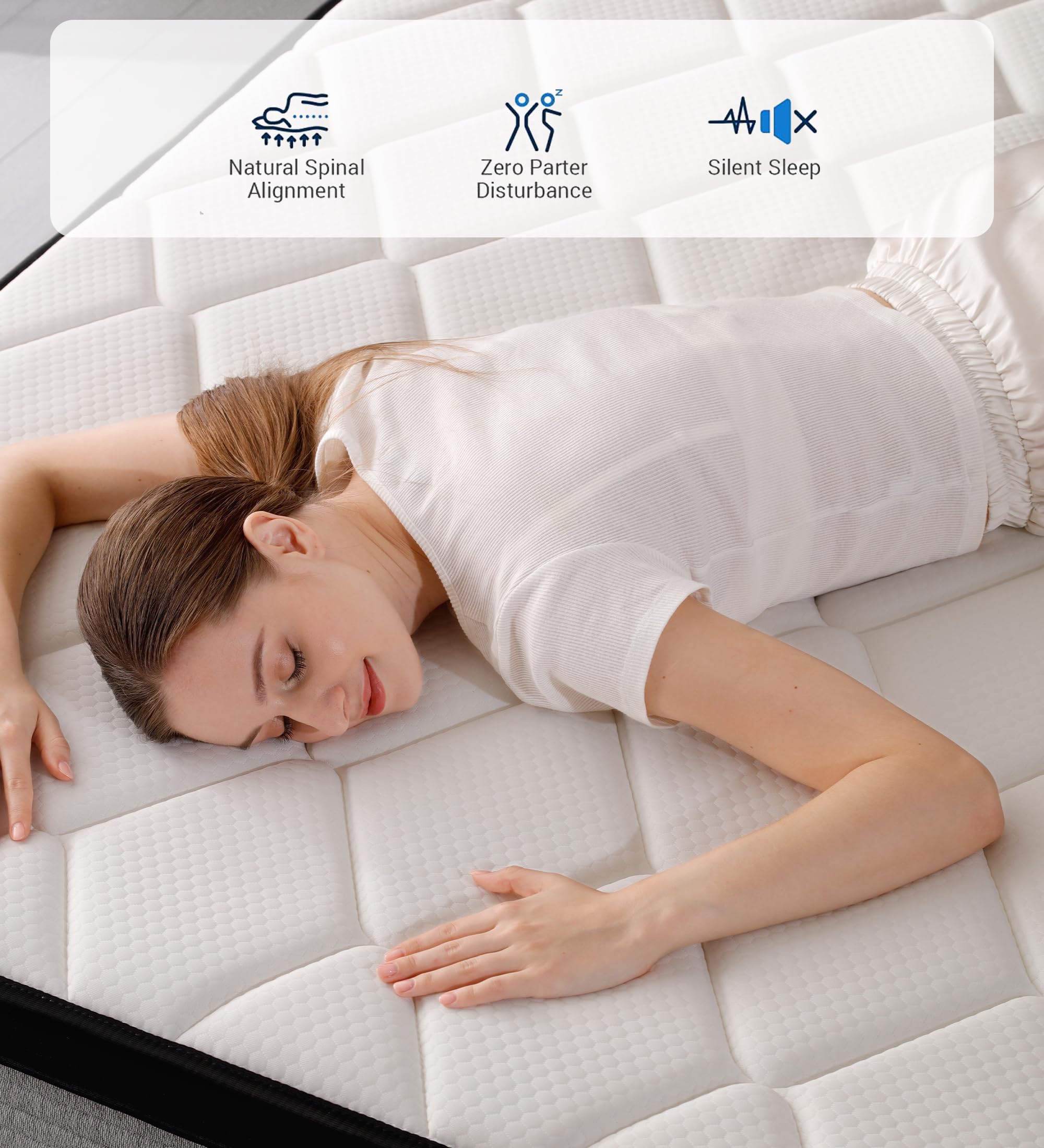 OGIAWA King Size Mattress 5FT, 10 Inch Gel Memory Foam 7 Zone Orthopedic King Mattress Pocket Sprungs Hybrid - Medium Firm