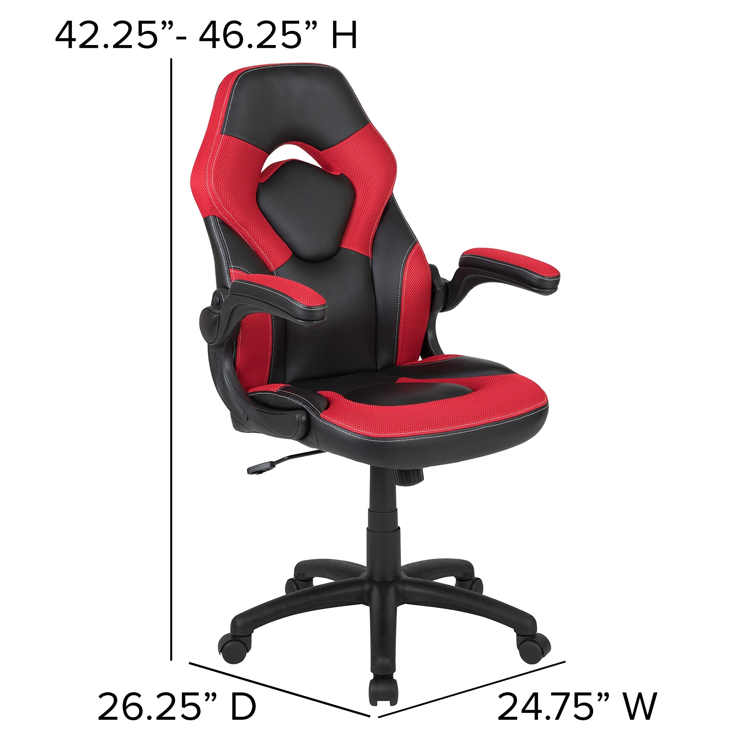 Flash Furniture X10 Gaming Chair - Ergonomic, Adjustable Gamer Chair with Back Support, LeatherSoft, Red/Black