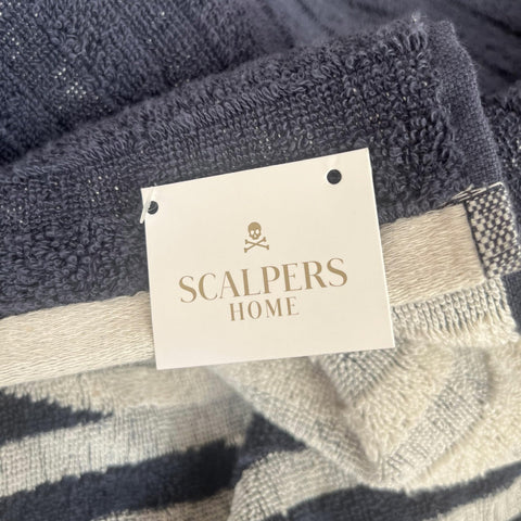 Scalpers Towel 90x180 cm 100% Cotton 500GSM Navy Blue with Logo and Stripes Home