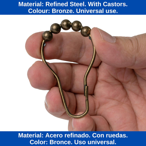 Shower Curtain Rings, 24 Pack, in Bronze-Colour, Inner Diameter 2.7 x 1.5", for Shower Curtain Rods, sturdy metal shower rings, with Rolls to slide