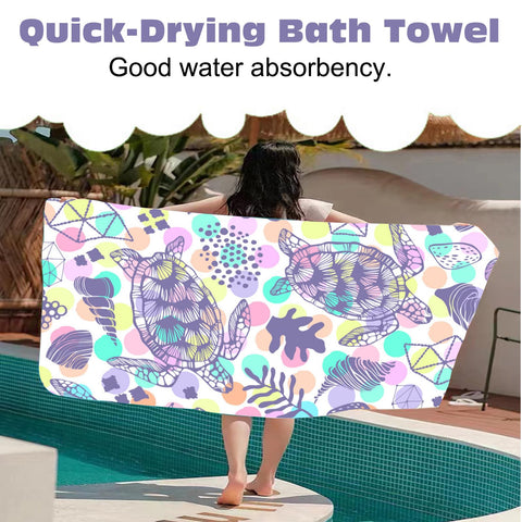 BSITSSS Extra Large Microfibre Beach Towel, Quick Dry Travel Swimming Towel for Adults, 140x70cm, Purple