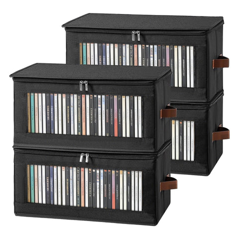 Aolawco 4 Pack DVD Storage Boxes,DVD Case Storage with Window and Handle