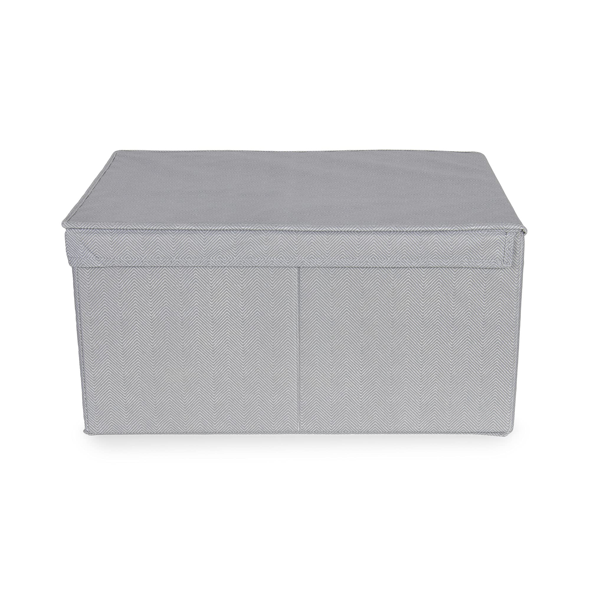 Compactor Foldable Storage Box with Lid, Non-Woven Polypropylene and Cardboard, 40 x 50 x 25cm, Boston Range, Grey, RAN10907