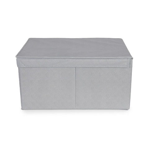 Compactor Foldable Storage Box with Lid, Non-Woven Polypropylene and Cardboard, 40 x 50 x 25cm, Boston Range, Grey, RAN10907