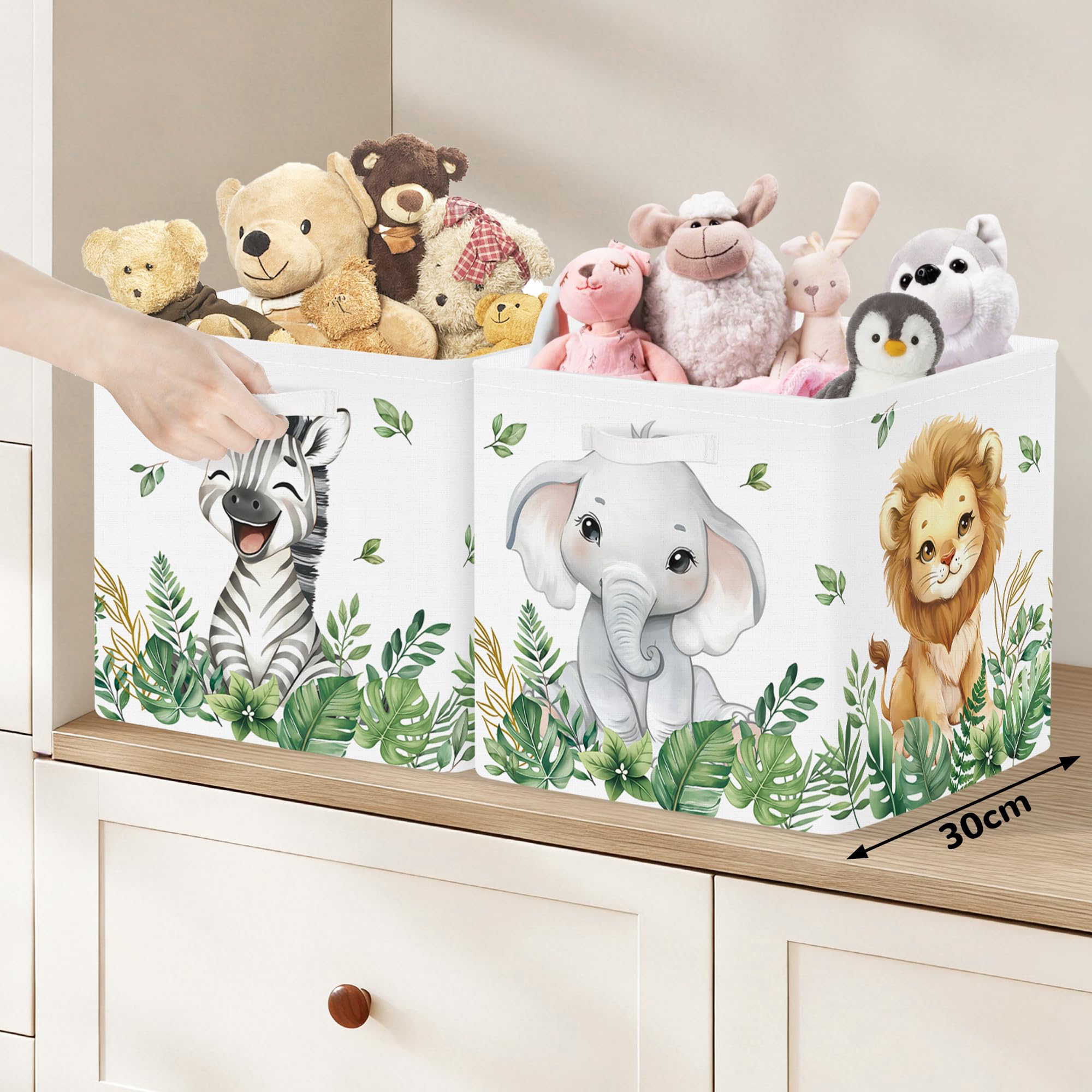 Clastyle 3 pcs Cute Animals Cube Storage Boxes for Shelves Kallax Boxes