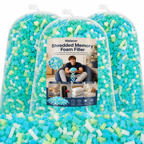 Welacer Multi Color Shredded Memory Foam Filling 6.8KG, Bean Bag Refill