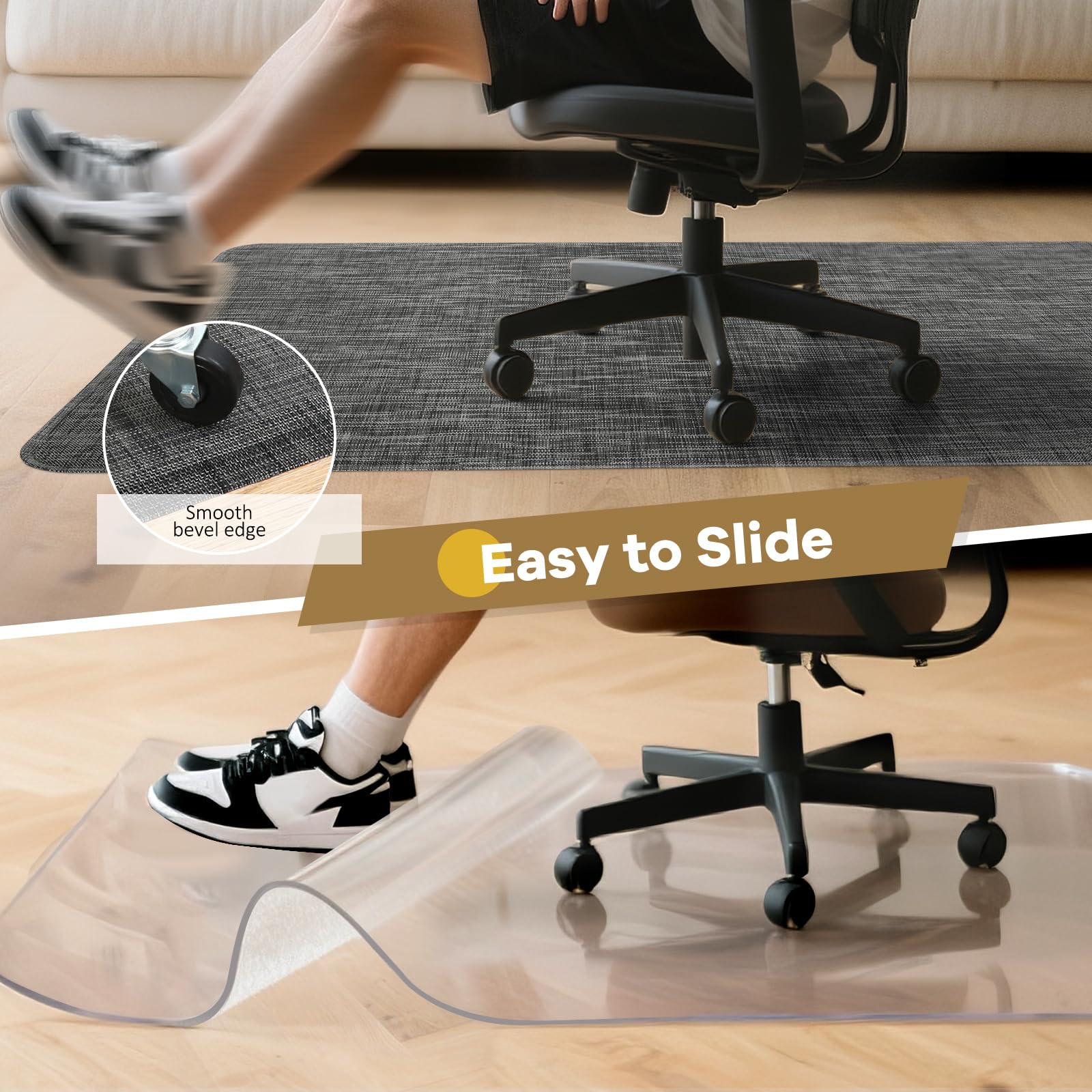 BesWin Office Chair Mat for Hardwood Floors, 90x120cm Non-Slip Hard Floor Protector Mat for Office Chair