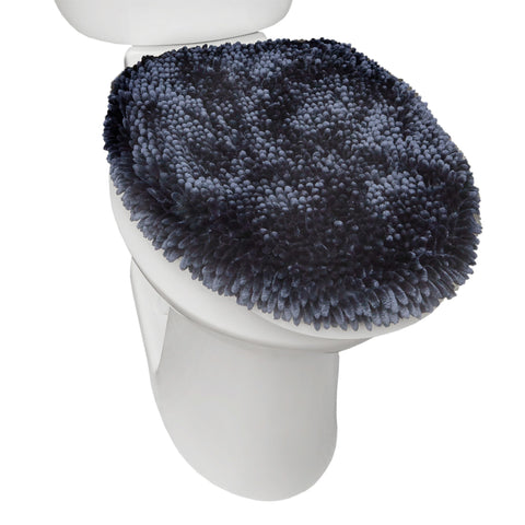 TOWN & COUNTRY BASICS SoHome Spa Step Luxury Plush Chenille Shag Machine Washable Ultra Soft Standard Toilet Lid Cover 18.5"x19.6" Blue