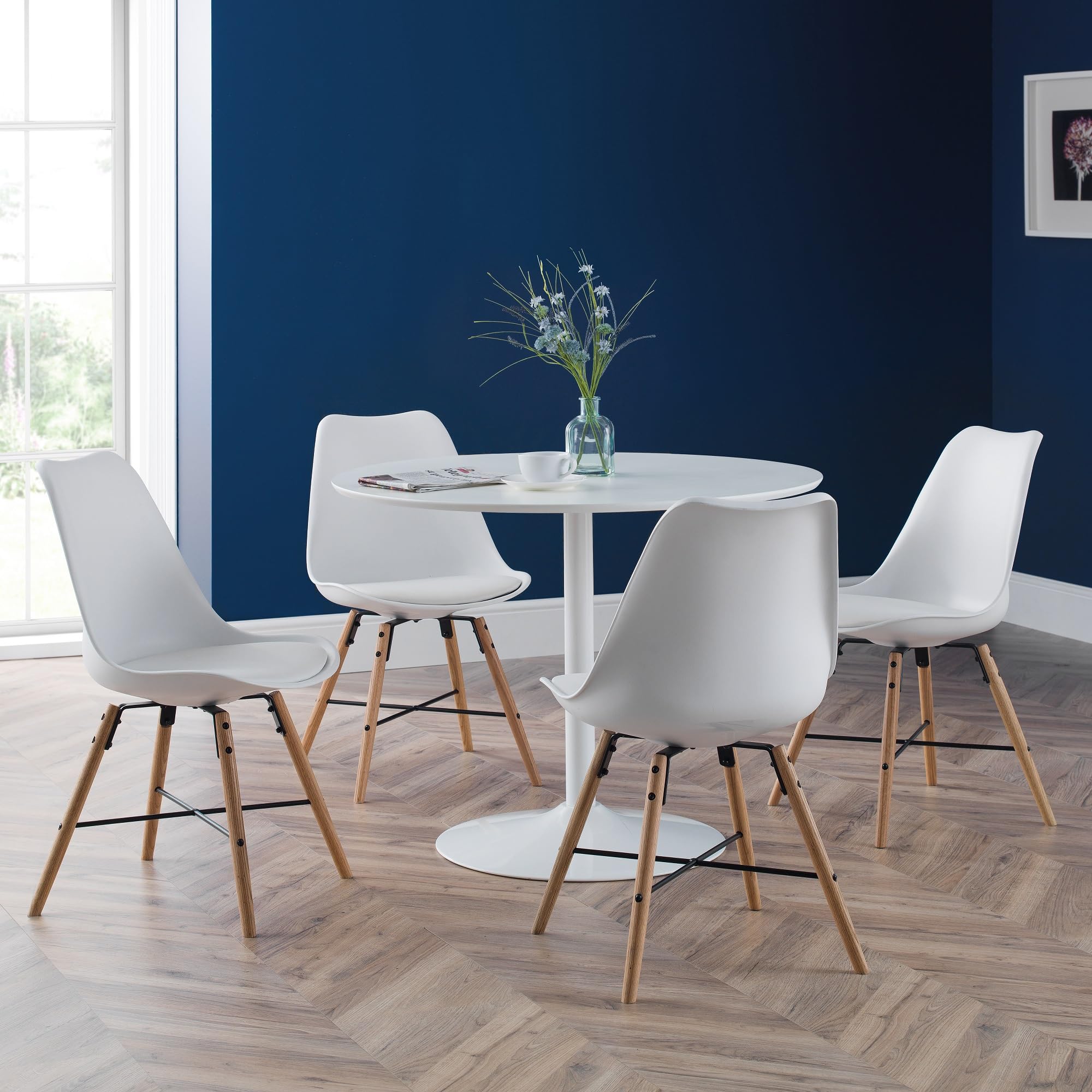 Julian Bowen White/Oak Wood Kari Dining Chairs Set of 2