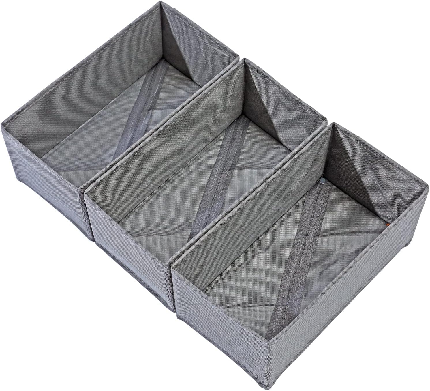DIRXVMC Sock Underwear Drawer Organisers 3 packs Dresser Drawer Organizers Foldable Wardrobe Storage Box Fabric Drawer Dividers for Bra, Socks