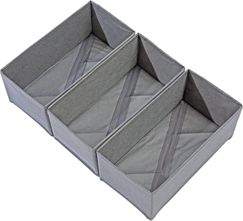 DIRXVMC Sock Underwear Drawer Organisers 3 packs Dresser Drawer Organizers Foldable Wardrobe Storage Box Fabric Drawer Dividers for Bra, Socks