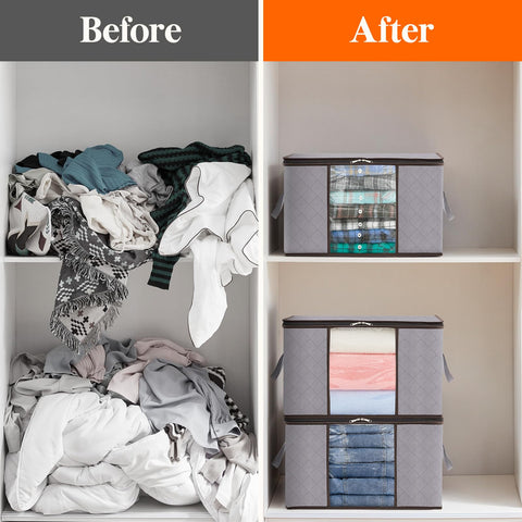Lifewit 50L Clothes Storage Bags Large Storage Box With Lid Packing Boxes for Moving House With Reinforced Handle Thick Fabric Clear Window for