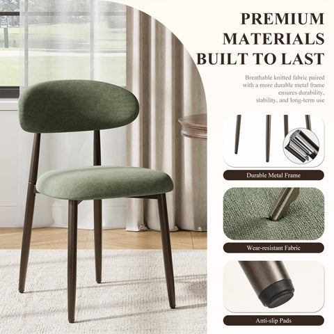 Dining Chairs Set of 4, Upholstered Dining Room Chairs with Ergonomic Curved Backrest, Metal Frame Kitchen Chairs