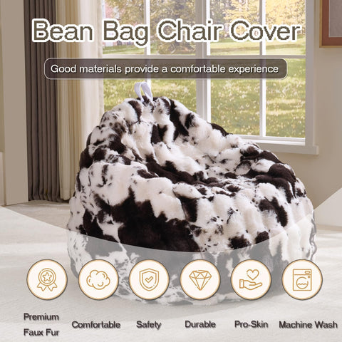 Fluffy Faux Rabbit Fur Bean Bag Chair Cover(No Filler),Cozy Shaggy Bubble Stuffed Animal Storage Large Bean Bag Cover for Bedroom Living Room,Fuzzy