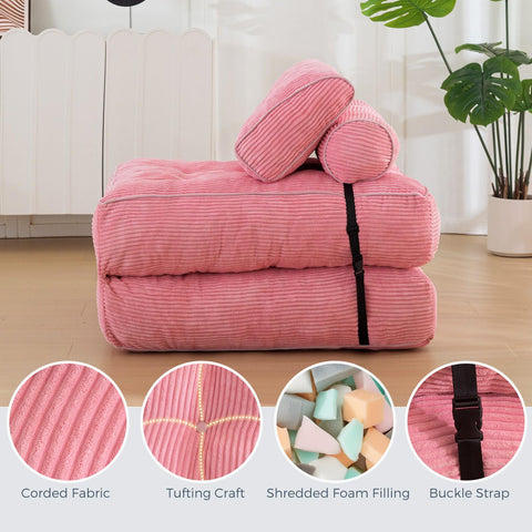 MAXYOYO Folding Sofa Bed, Convertible Sleeper Chair with Pillow Foldable Mattress with Back Support