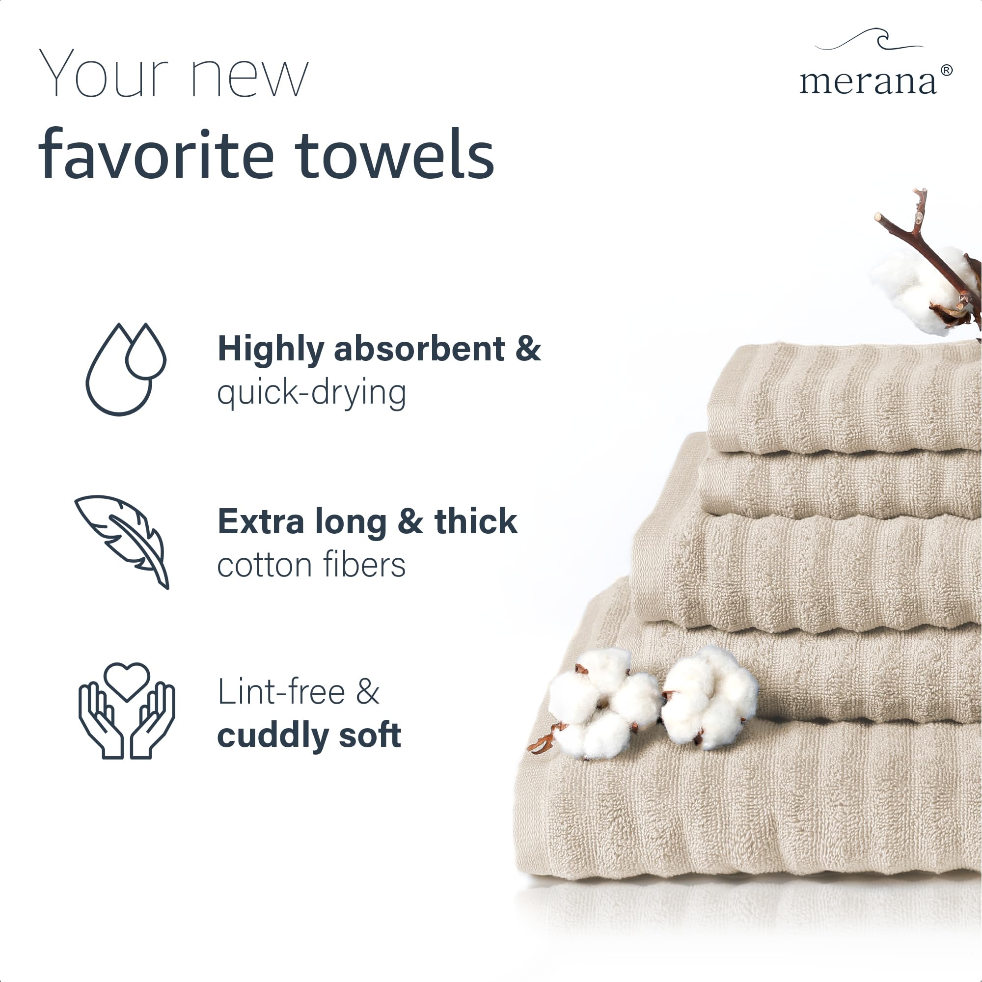 Merana OSLO towel set | quick-drying, soft & lint-free | terry luxury quality | 100% cotton terrycloth | OEKO-TEX | 590 GSM | gift set | Beige