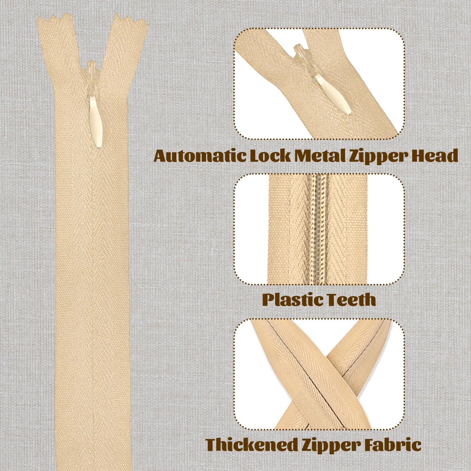 5Pcs Invisible Zip, 40cm/16 Inch Zip Nylon Zips for Sewing Concealed Invisible Zipper for Tailor Sewing Accessories Pillows Cushions Skirts Pants