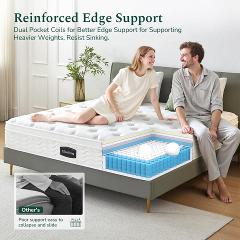 SZsuilong Double Size Mattress, 10.2IN Hybrid Pocket Sprung, Medium Firm