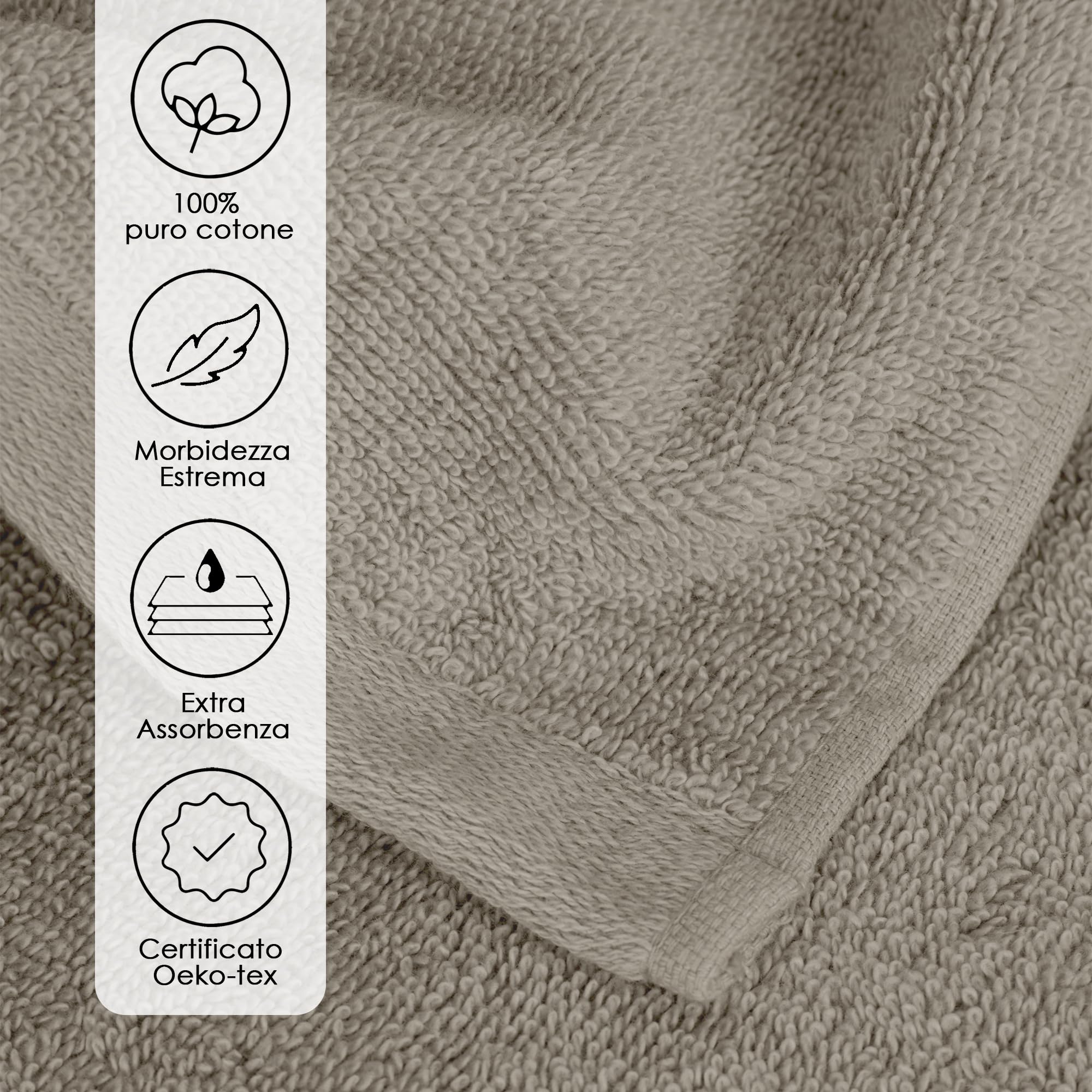 Ruggeri 4 Piece Guest Towel Set, 40x50 cm, Cotton, Dove Grey