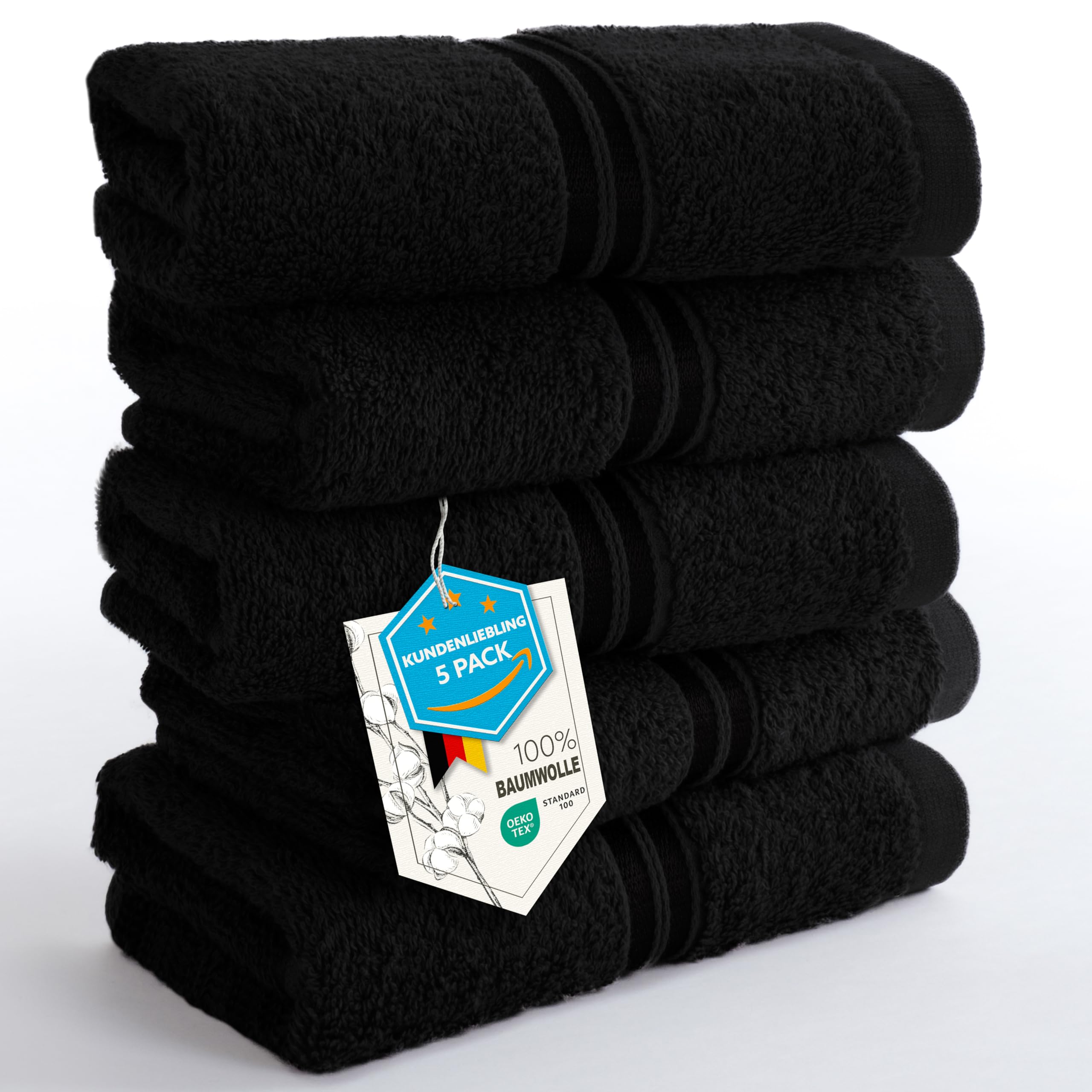 Hammetex Guest Towels Set of 5 30 x 50 cm 100% Cotton Terry Cloth