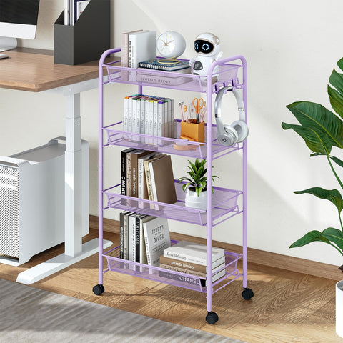 APEXCHASER 4-Tier Rolling Cart,Easy Assemble Mobile Storage Trolley On Wheels,Slide Out Utility Cart Shelving Units Kitchen Bathroom Laundry Room