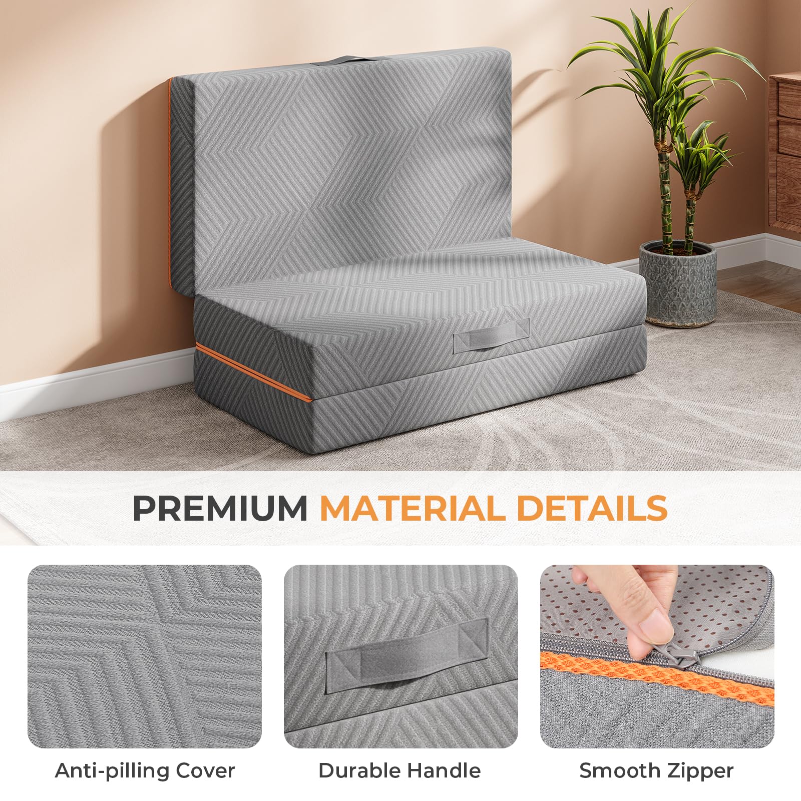 Vesgantti Folding Mattress Small Double 10CM Memory Foam Foldable Mattress
