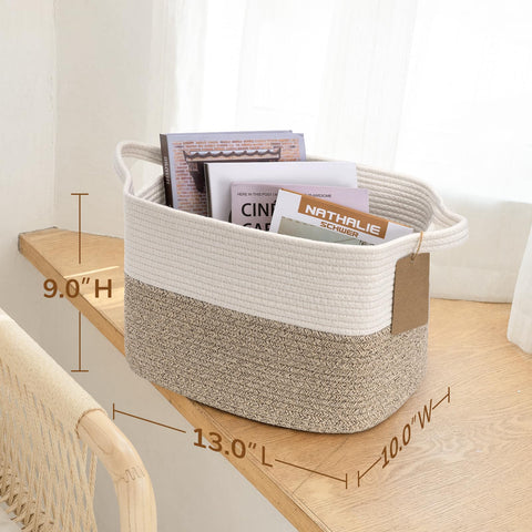 TIMEYARD Woven Storage Basket Cotton Rope Shelf Basket Brown