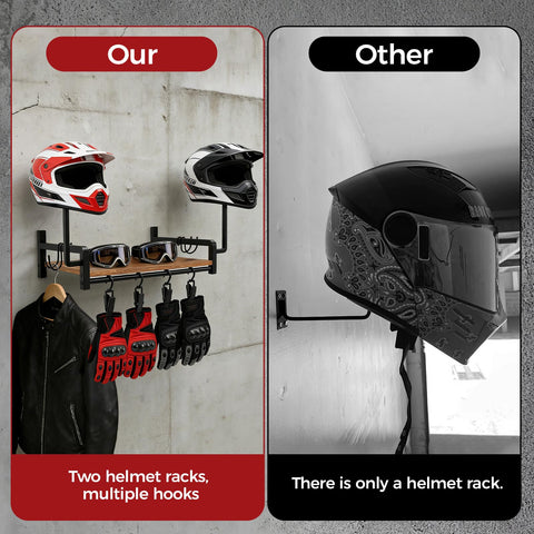 Helmet Holder Wall Mount for 2 Motorcycles, Heavy Duty Motorbike Stand