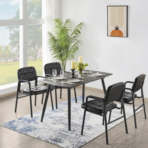 Yaheetech Dining Chairs Metal Armchair for Kitchen Home Seating, Black