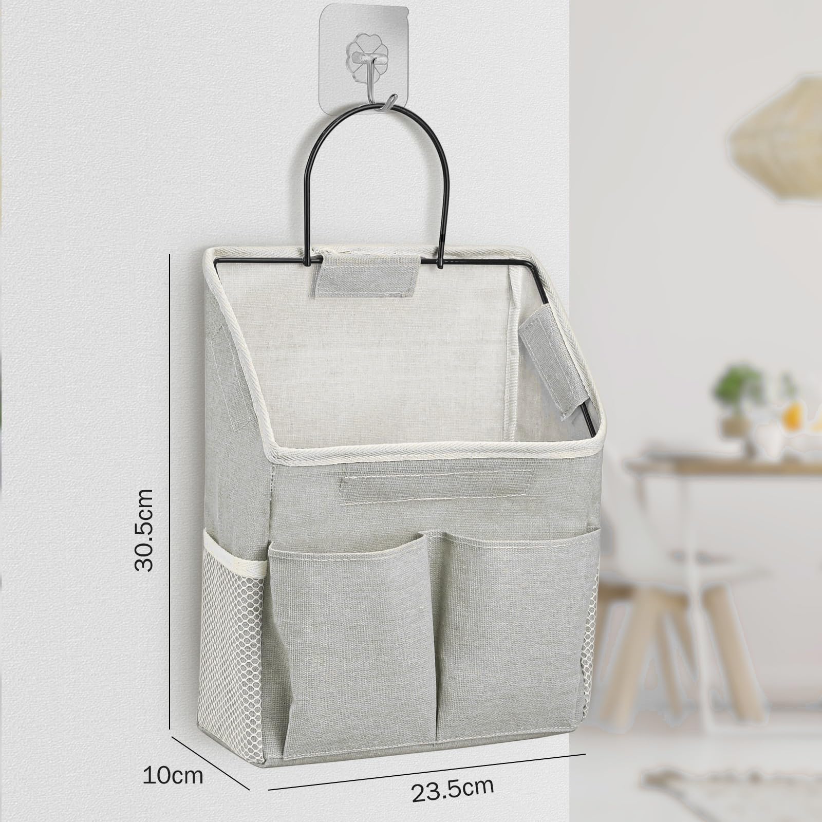 Set of 2 Waterproof Hanging Storage Organizers - Linen - Foldable - With Pockets - For Nursery, Bathroom, Bedroom, Office, RV - Grey